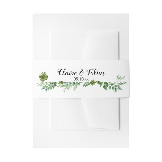 Spring Foliage Wild Green Herb Hochzeit Einladungsbanderole (Vorderseite Beispiel)