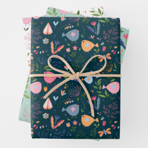Spring Folk Art Gift Wrap Geschenkpapier Set