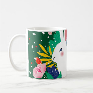 Spring Forest Blume White Bunny Coffee Tasse