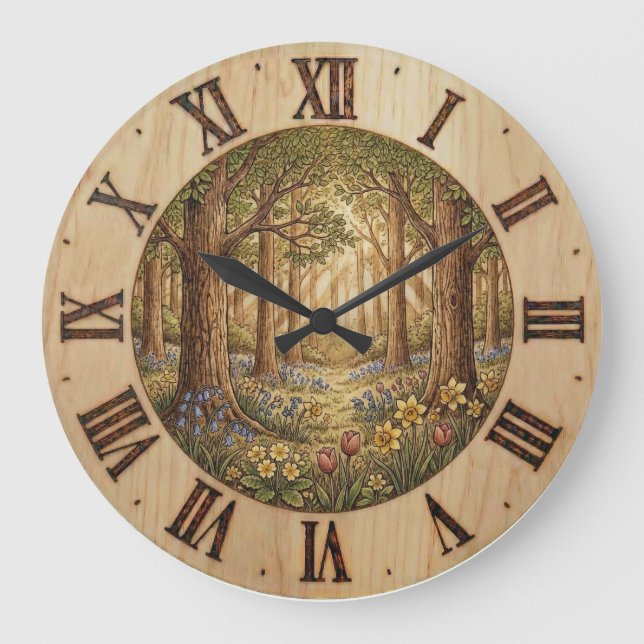 Spring Forest - Wall Clock Große Wanduhr (Vorderseite)
