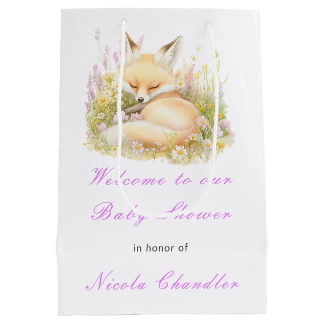 Spring Fox Baby Dusche Mittlere Geschenktüte (Rückseite)