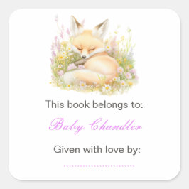 Spring Fox Baby Dusche Quadratischer Aufkleber