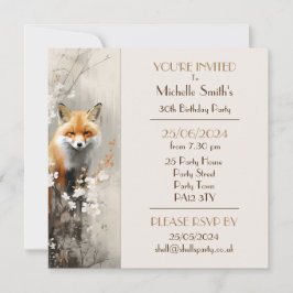 Spring Fox Birthday Party Einladung