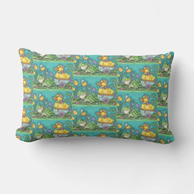 SPRING FROG & DUCK PRINCE OSTERE LUMBAR PILLOW LENDENKISSEN (Vorderseite)