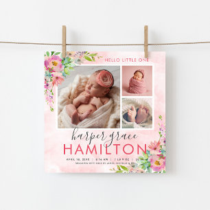 Spring Garden Baby Girl Foto Geburtserklärung Ankündigung