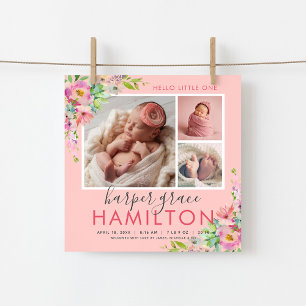 Spring Garden Baby Girl Foto Geburtserklärung Ankündigung