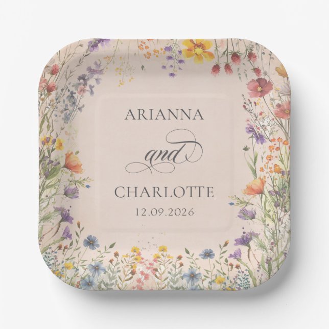 Spring Garden Floral Wedding Paper Plates Pappteller (Vorderseite)