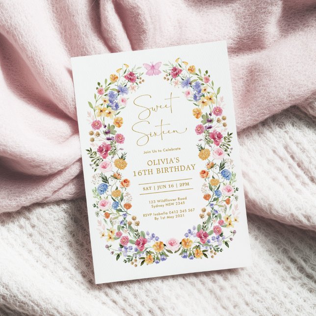 Spring Garden Flower Wreath Sweet 16 Birthday Einladung (Von Creator hochgeladen)