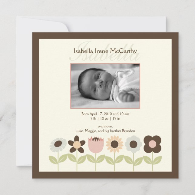 Spring Garden Foto Geburtserklärung Ankündigung (Vorderseite)