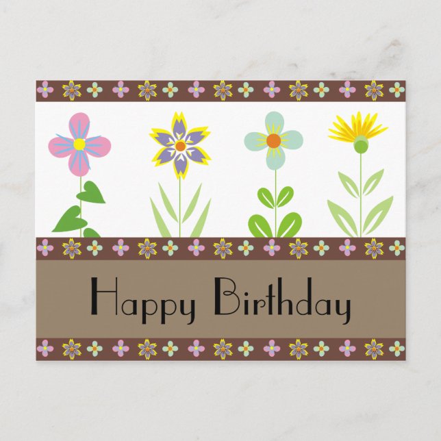 Spring Garden Happy Birthday Postkarten (Vorderseite)