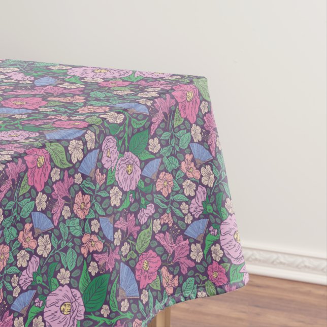 Spring Garden Mother's Day Poppies japanische Fans Tischdecke (Beispiel)