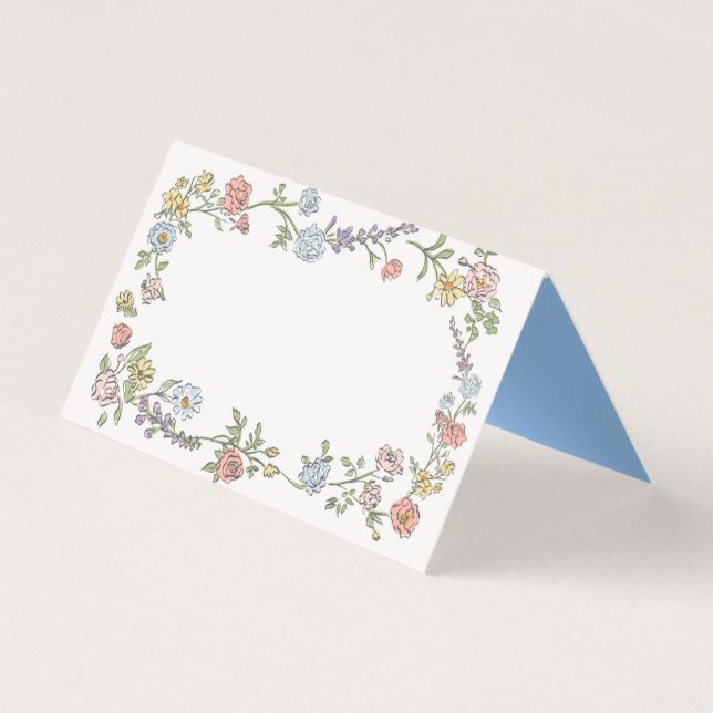 Spring Garden Party Pastel Floral Table Place Card (Front)