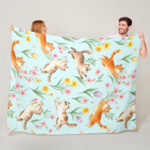 Spring Garden Romp – Playful Cats & Blossoms