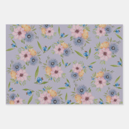 Spring Garden Wasserfarbe Lila Einladung Wrappin Geschenkpapier Set