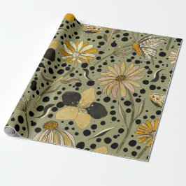 Spring Garden with Flowers and Butterflies Geschenkpapier