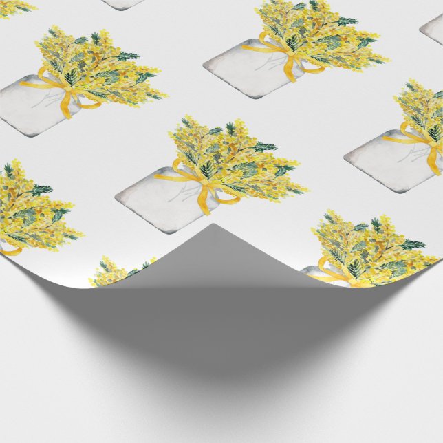 Spring Garden Yellow Flowers Glas Jar Wasserfarbe Geschenkpapier (Ecke)
