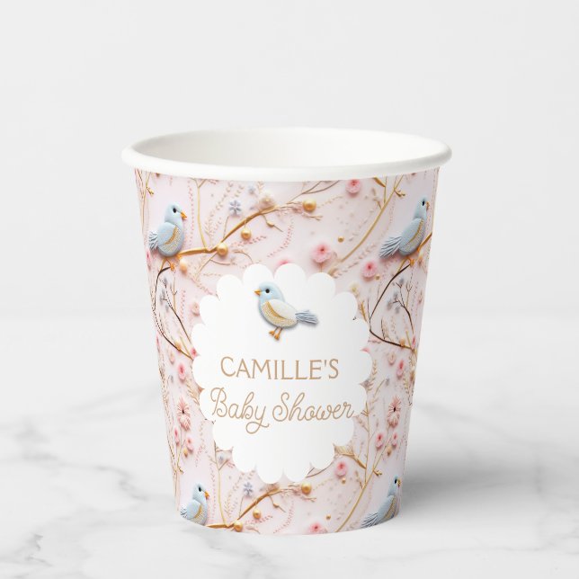 Spring Girl Baby Dusche Rosa Personalisiert Pappbecher (Vorderseite)