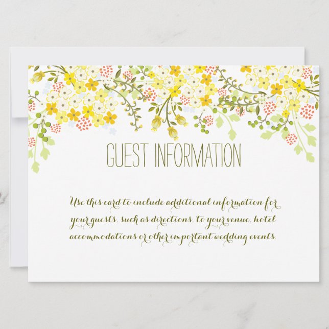 Spring Glory Yellow Floral Wedding Info Card Einladung (Vorderseite)