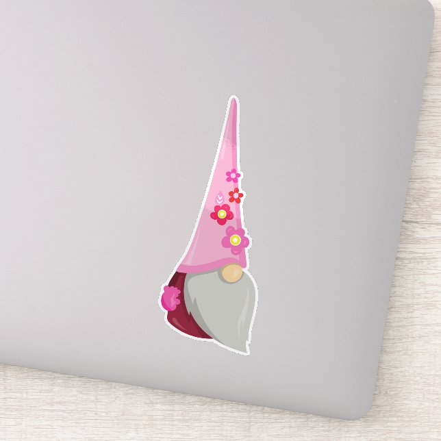 Spring Gnome, Garden Gnome, Niedliches Gnome, Blum Aufkleber (Detail)