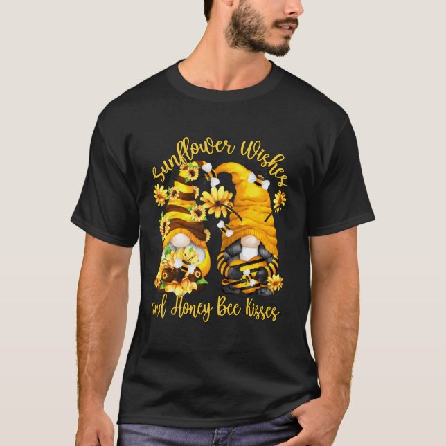 Spring Gnome Wünsche und Honey Bee Kisses T-Shirt (Vorderseite)