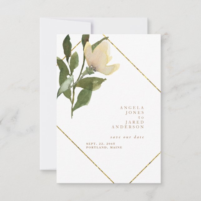 Spring Gold & White Einfach Gerettet Datum Save The Date (Vorderseite)