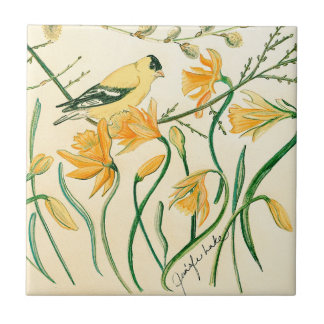 Spring GoldfinchBox Tile Fliese