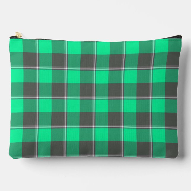 Spring Green and Finlandia Black Plaid Zubehörtasche (Vorderseite)