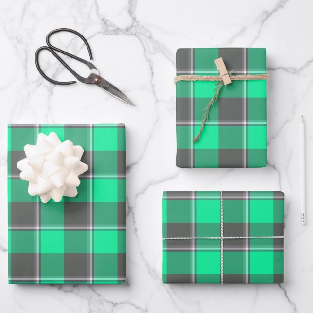 Spring Green and Finlandia Plaid Geschenkpapier Set (Vorderseite)