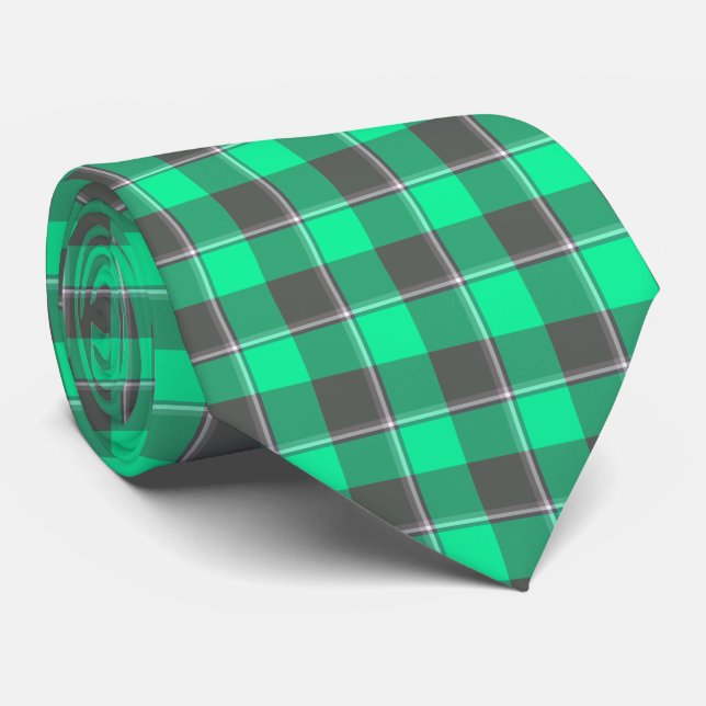 Spring Green and Finlandia Plaid Neck Tie Krawatte (Gerollt)