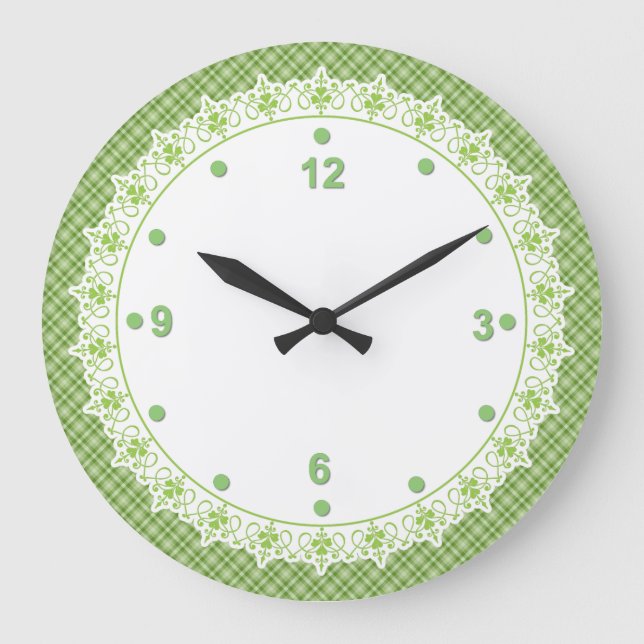 Spring Green Kitchen Wall Clock Große Wanduhr (Vorderseite)
