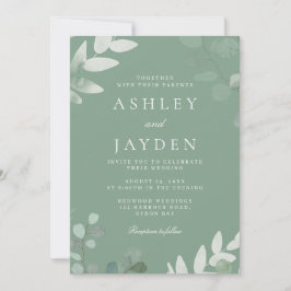 Spring Green Leaf Moderne Hochzeitseinladung Einladung