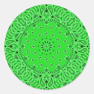 Spring Green Paisley Western Bandana Scarf Print Runder Aufkleber