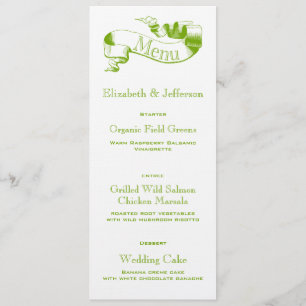 Spring Green Scroll Wedelmenü Card Menükarte