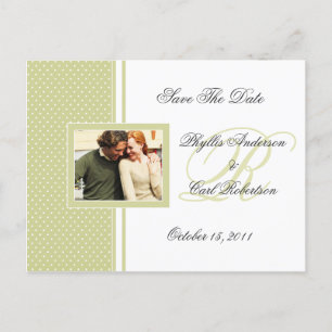 Spring Green und White Dotted Swiss Save the Date Ankündigungspostkarte