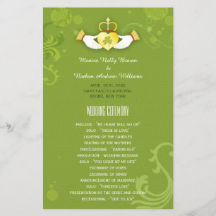 Spring Green Unique Irish Wedding Programme