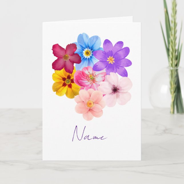 Spring Harmony - Mixed Watercolor Flower Bouquet Karte (Vorderseite)