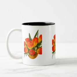 Spring Harmony – Orange & Yellow Tulips Zweifarbige Tasse