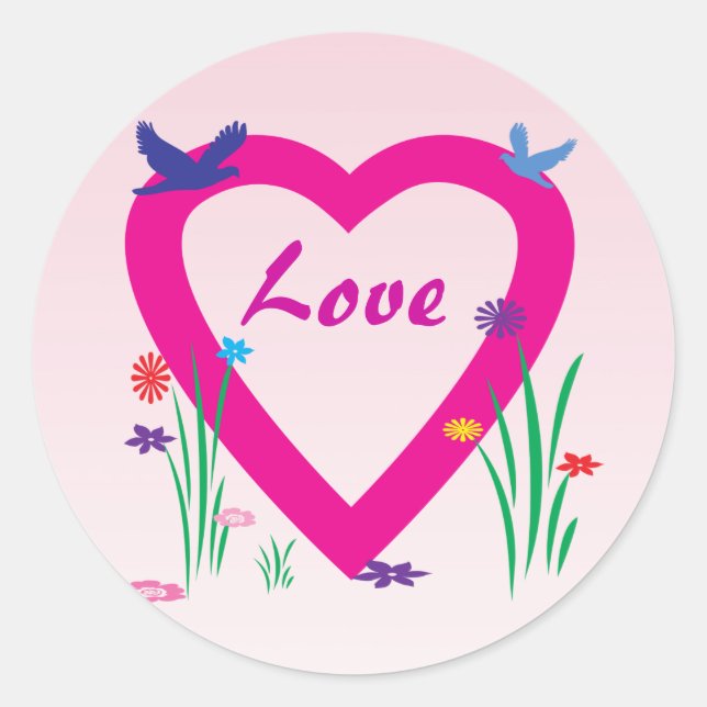 Spring Heart Liebe Runder Aufkleber (Vorderseite)
