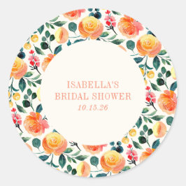 Spring Herbst Orange Blume Brautparty Runder Aufkleber