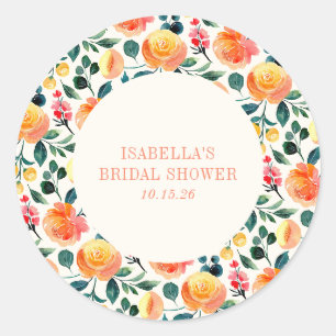 Spring Herbst Orange Blume Brautparty Runder Aufkleber