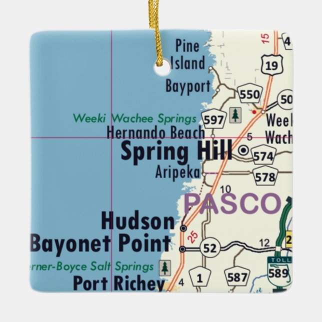 Spring Hill Florida Karte Keramikornament (Vorderseite)