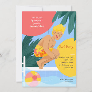 Spring ins Wasser, der Pool ist toll Party Einladung