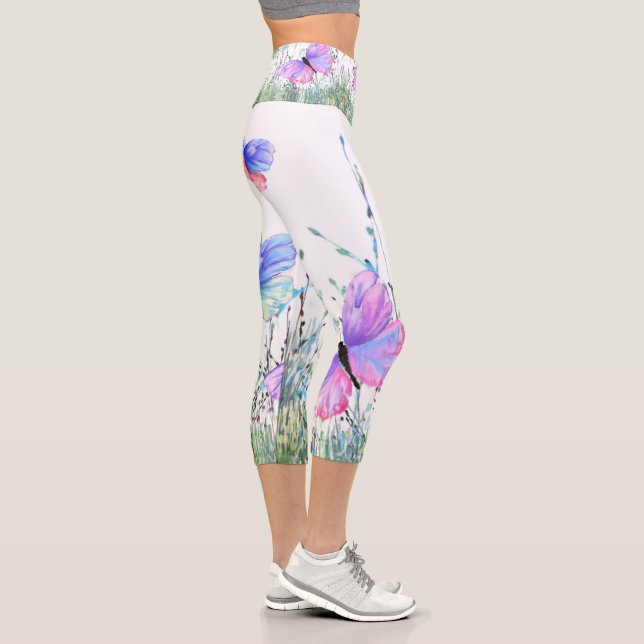 Spring Joy - farbenfrohe Schmetterlinge fliegen in Capri Leggings (Rechts)