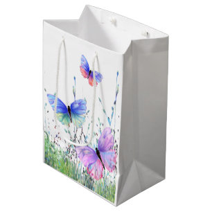 Spring Joy - farbenfrohe Schmetterlinge fliegen in Mittlere Geschenktüte