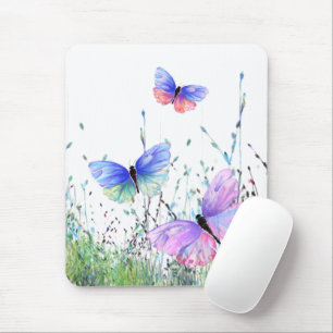 Spring Joy - farbenfrohe Schmetterlinge fliegen in Mousepad