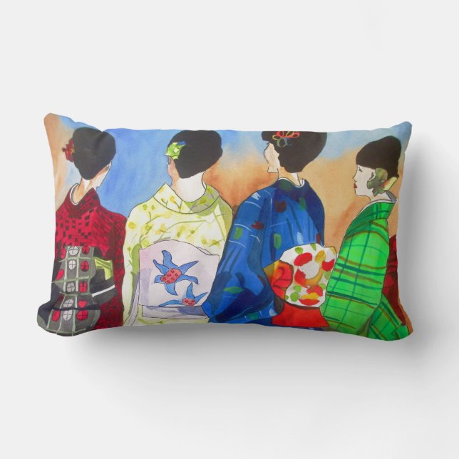 Spring Kimono Japanisch Geisha Art Lendenkissen (Vorderseite)