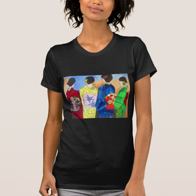 Spring Kimono Japanisch Geisha Art T-Shirt (Vorderseite)