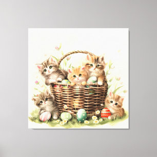 Spring Kitten Oaster Basket Leinwanddruck