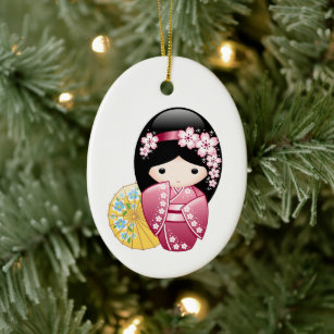 Spring Kokeshi Doll - Niedlich Japanisch Geisha Keramik Ornament