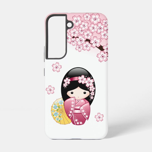 Spring Kokeshi Doll - Niedlich Japanisch Geisha Samsung Galaxy Hülle (Rückseite)